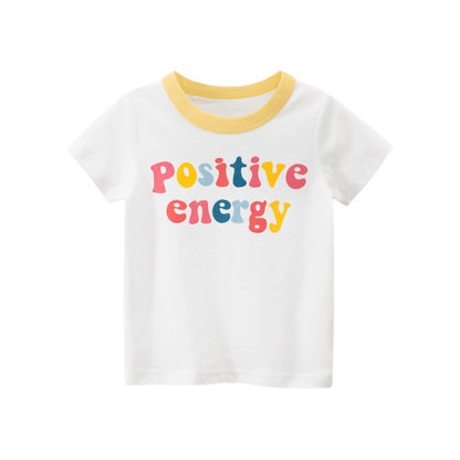 Ropa infantil, camisetas con estampados del alfabeto, dibujos animados para niñas, manga corta