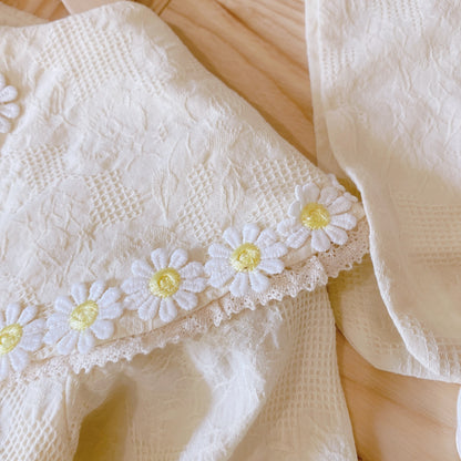 0-2 Years Old Baby Daisy Romper Spring Baby Square Neck Long-sleeved Shirt