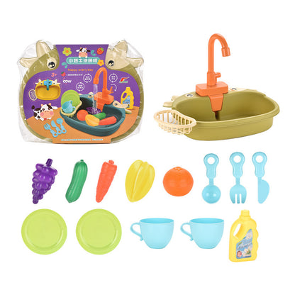Children's Play House Electric Recirculating Water Kitchen Simulation Sink