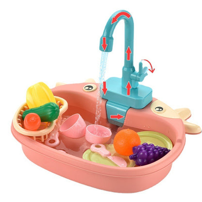 Children's Play House Electric Recirculating Water Kitchen Simulation Sink
