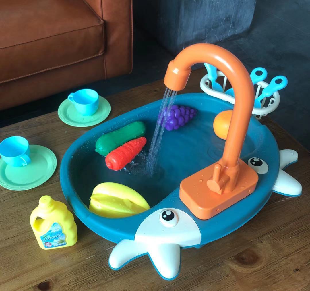 Children's Play House Electric Recirculating Water Kitchen Simulation Sink