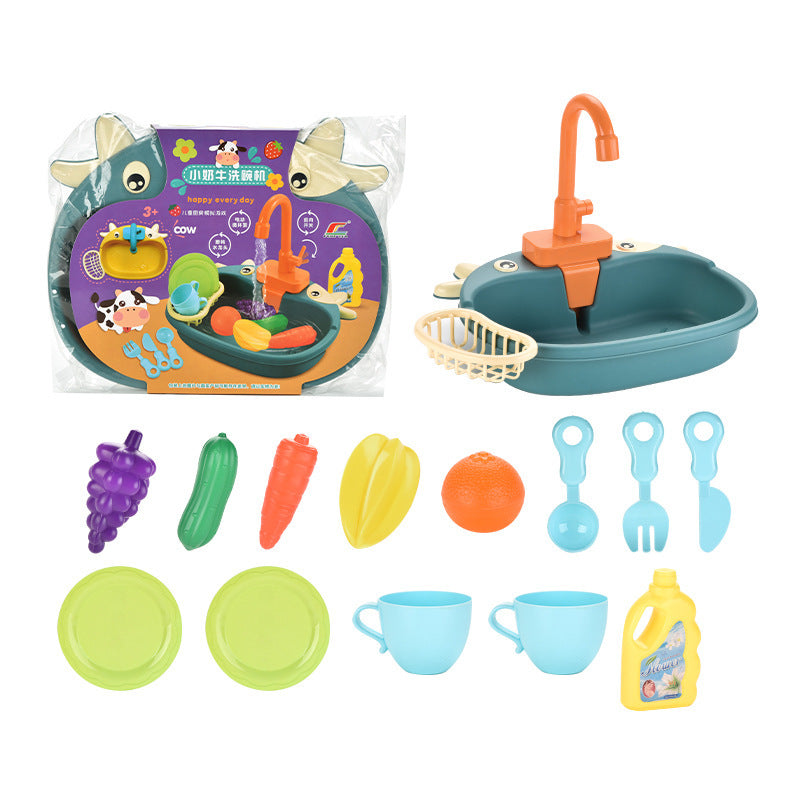 Children's Play House Electric Recirculating Water Kitchen Simulation Sink