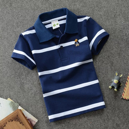 T-shirt Polo Enfant CUHK à Rayures avec Col Revers en Coton
