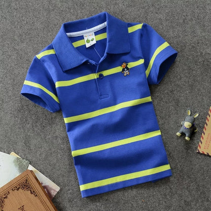 T-shirt Polo Enfant CUHK à Rayures avec Col Revers en Coton