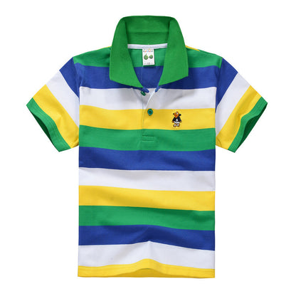 T-shirt Polo Enfant CUHK à Rayures avec Col Revers en Coton