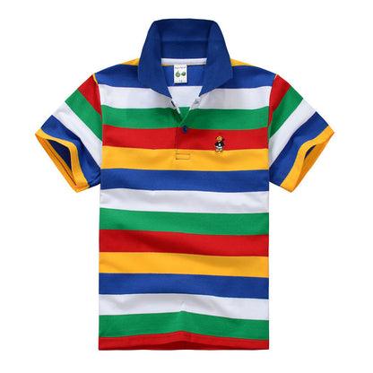 T-shirt Polo Enfant CUHK à Rayures avec Col Revers en Coton