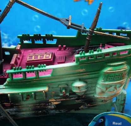 American Seahorse Pneumatic Fish Tank Decoration Aquarium Scenery Package Aerobic Toys Deep Sea Rotten Ship Sunk