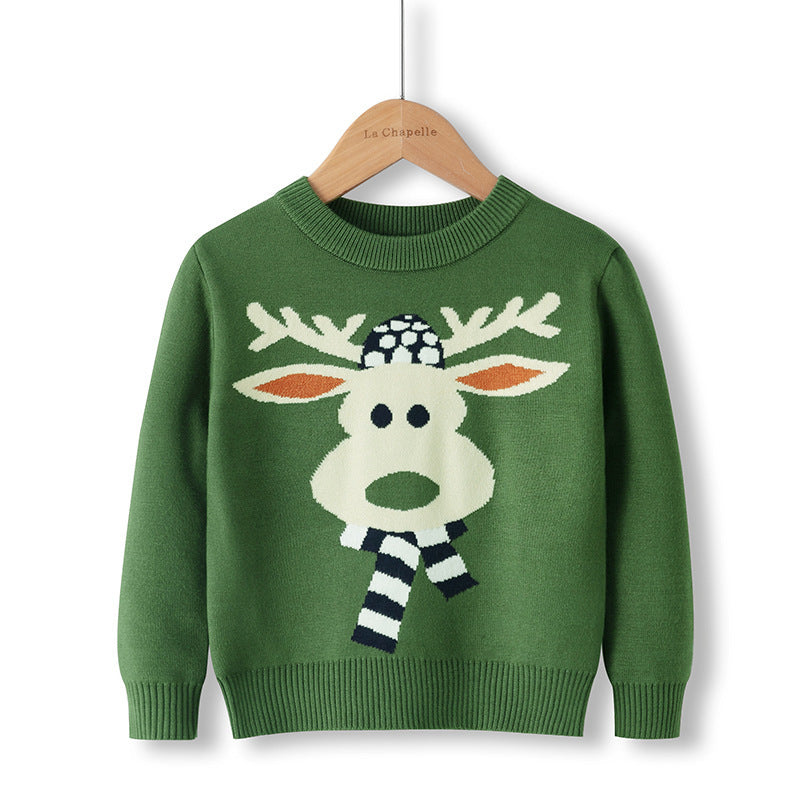 Cotton Double Layer Autumn Winter Christmas Long Sleeved Children's Sweater