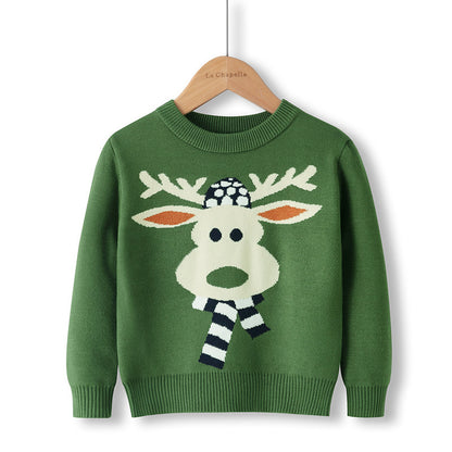 Cotton Double Layer Autumn Winter Christmas Long Sleeved Children's Sweater
