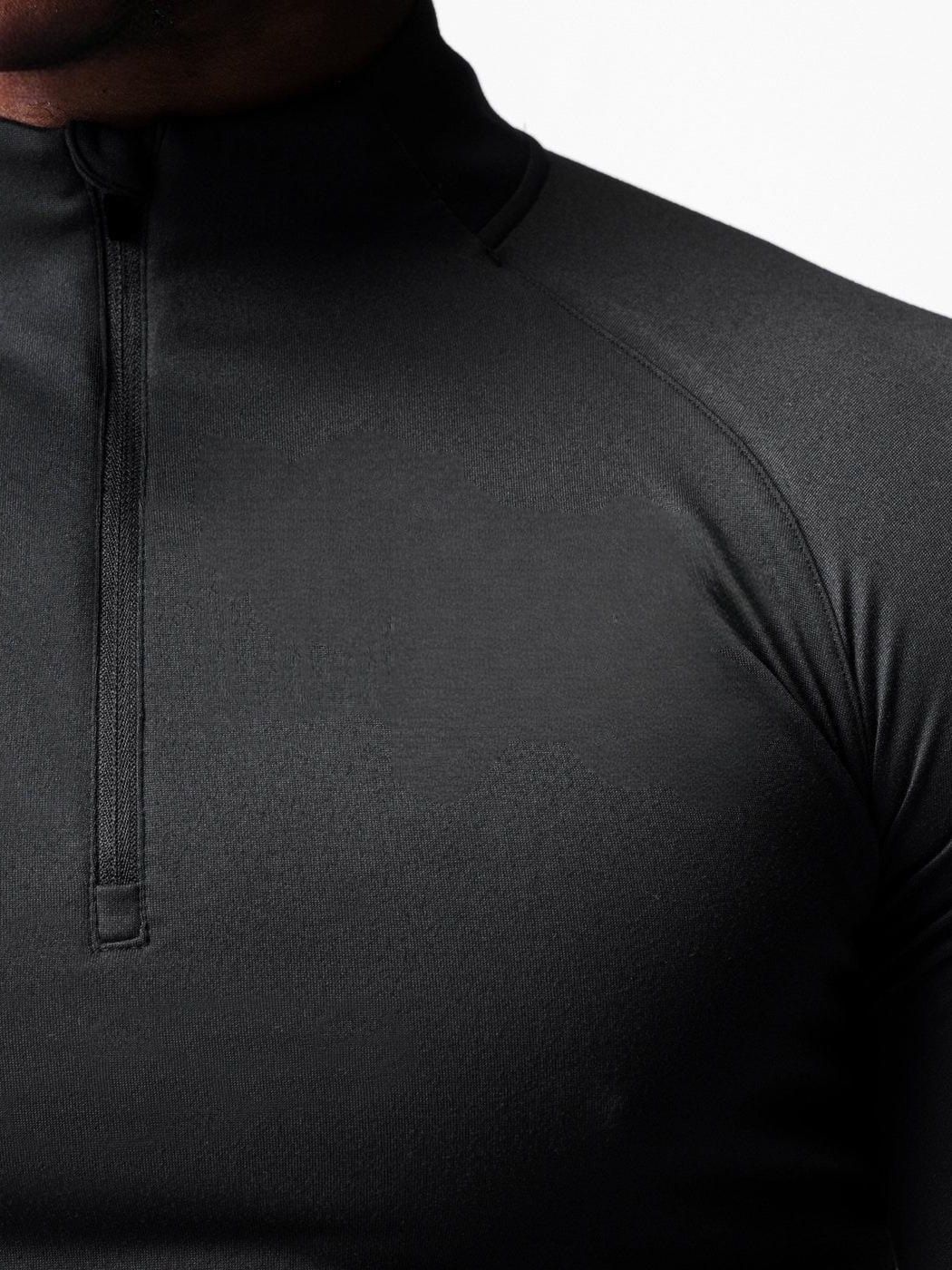 Men's Small Turtleneck Slim-fit Half Zipper Training Long Sleeve T-shirt