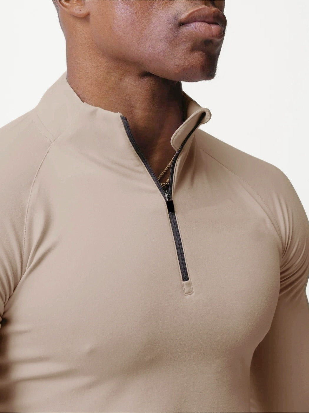 Men's Small Turtleneck Slim-fit Half Zipper Training Long Sleeve T-shirt