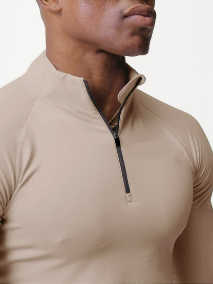Men's Small Turtleneck Slim-fit Half Zipper Training Long Sleeve T-shirt