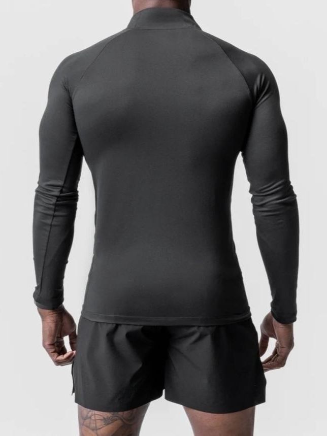 Men's Small Turtleneck Slim-fit Half Zipper Training Long Sleeve T-shirt