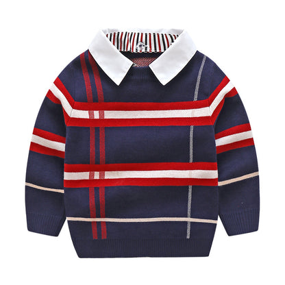 Suéter jacquard a cuadros para niño