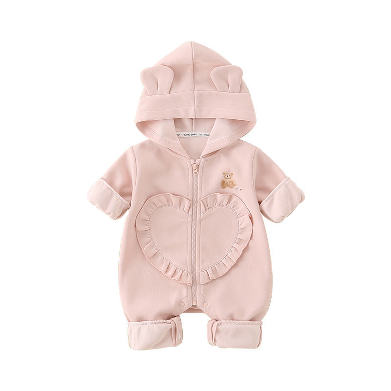 Baby Girl Hooded Cartoon Cute Jumpsuit Infant Fall Outfit Jumpsuit
