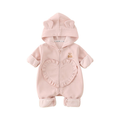 Baby Girl Hooded Cartoon Cute Jumpsuit Infant Fall Outfit Jumpsuit