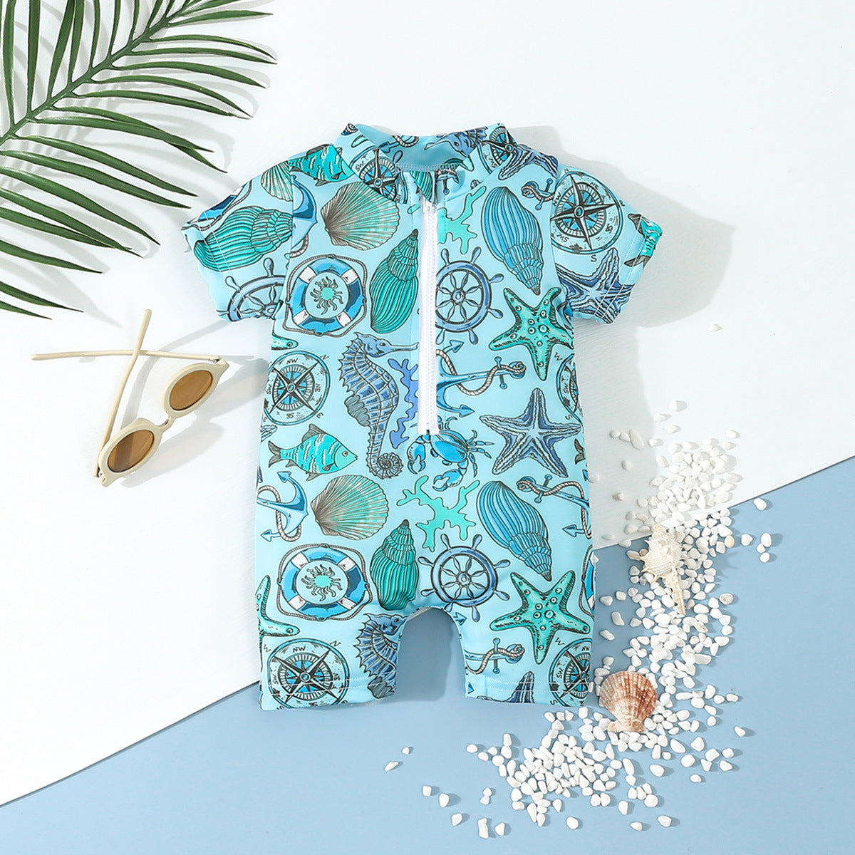 Boys' Infant Summer Swimsuit Printed Jumpsuit