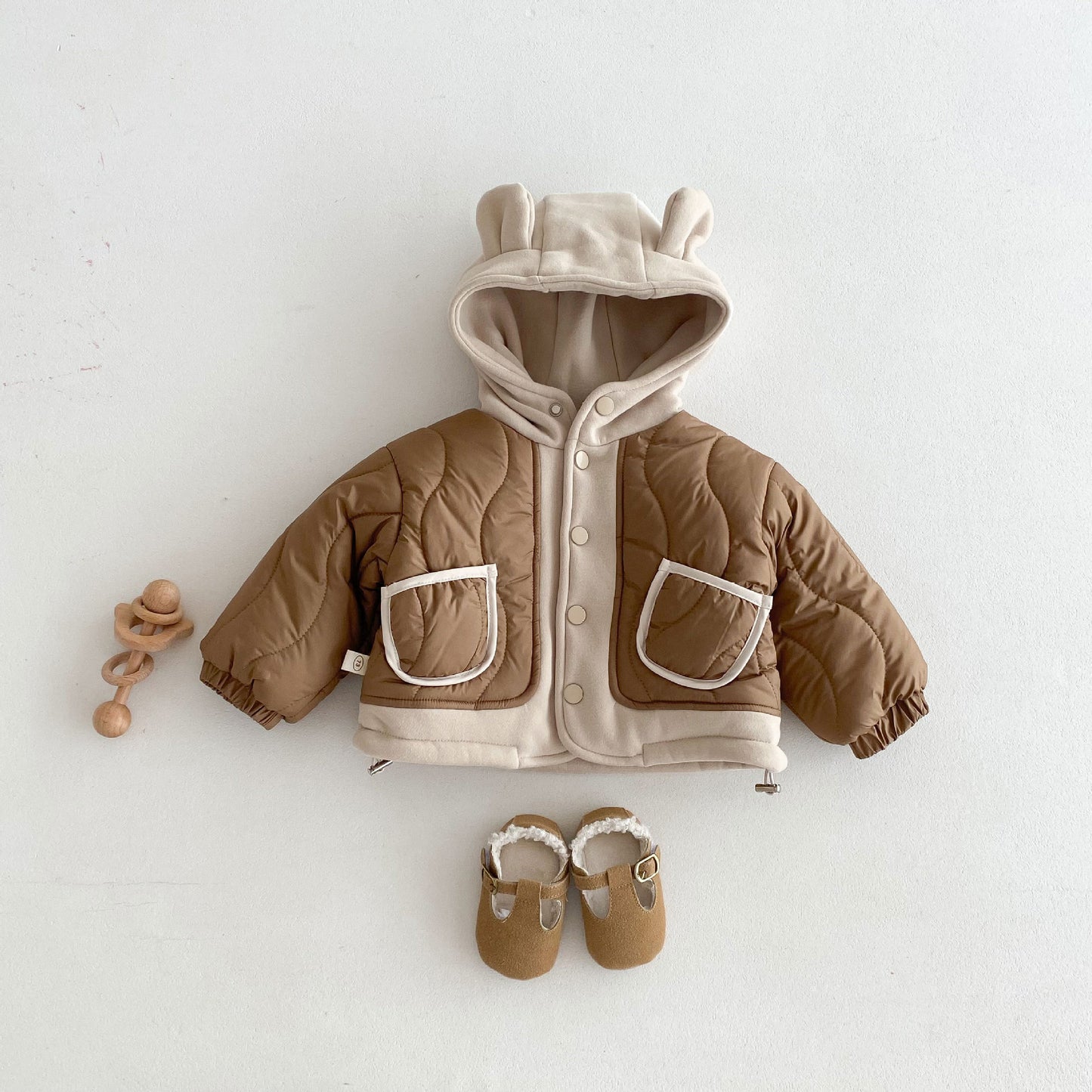 Child Clip Cotton Jacket Thick Hooded Top