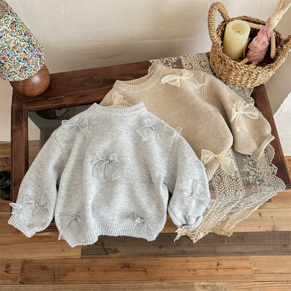 Girl's Sweater Fashion Children's Bow Knitwear