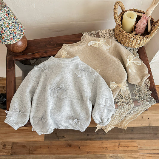 Girl's Sweater Fashion Children's Bow Knitwear