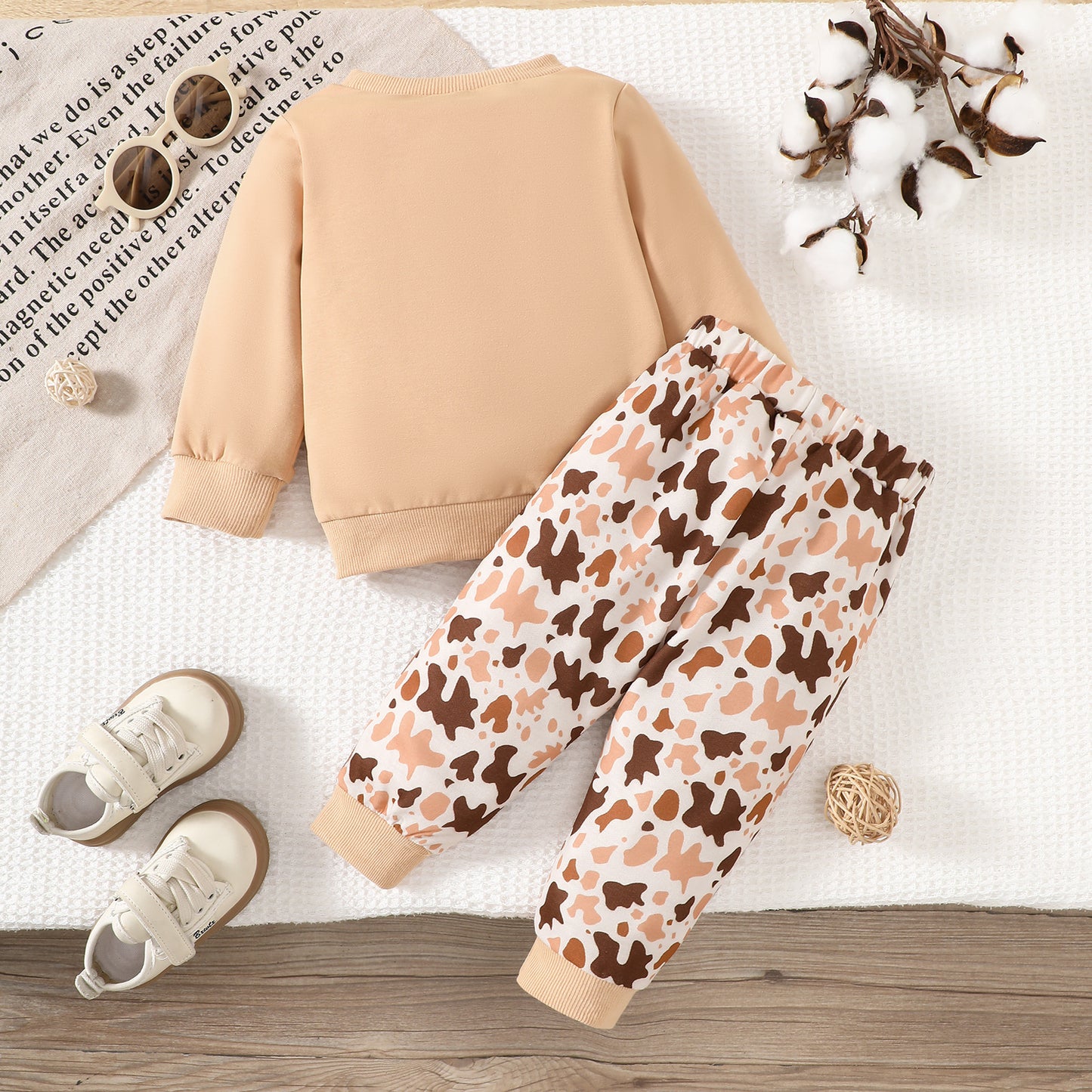 Children's Casual Suit Calf Embroidered Printed Long Sleeve Two-piece Set