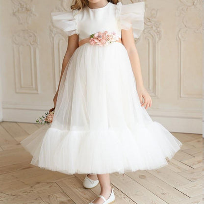 Girls' Birthday Princess Dress With Fluffy Yarn