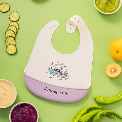 Bavette bébé en silicone alimentaire, imperméable et antitache