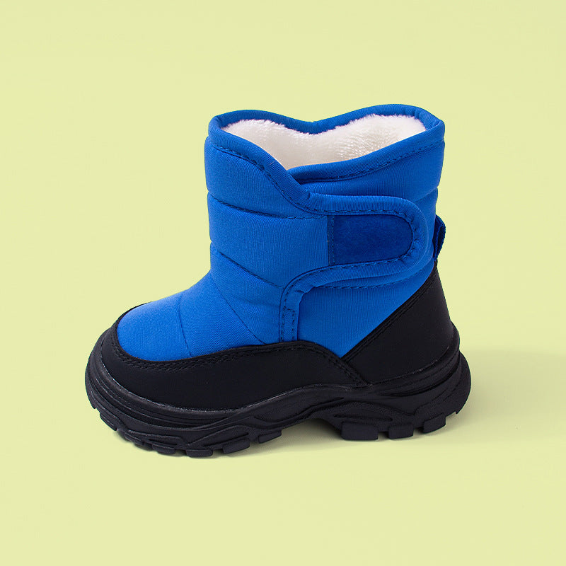 Bottes chaudes à semelles épaisses pour garçons, baskets montantes en coton isolées