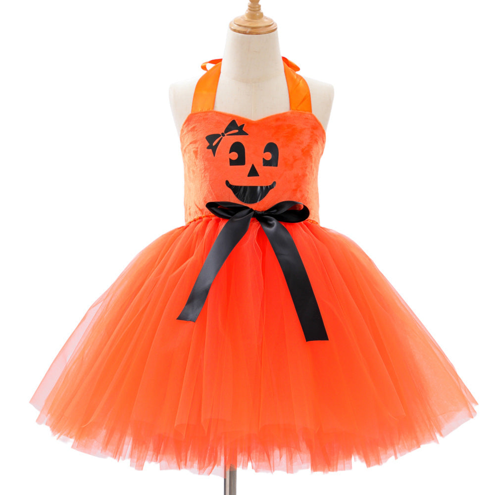 Children's Creative Festival Halloween Cute Pumpkin Girl Dress