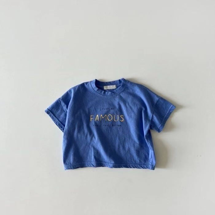Letter Crew Neck Short Sleeve Simple