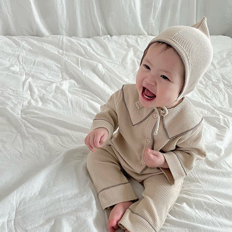 Ensemble cardigan bébé gaufre d'automne