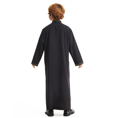 Middle East Boy Robe Stand Collar Button Long Shirt
