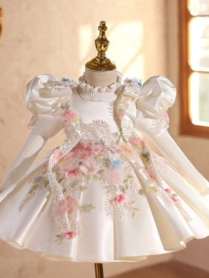 Robe de demoiselle d'honneur haut de gamme, bouffante, mignonne et adorable pour les petites filles