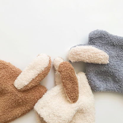 Bonnet cache-oreilles en polaire douce avec oreilles de lapin pour bébés et tout-petards