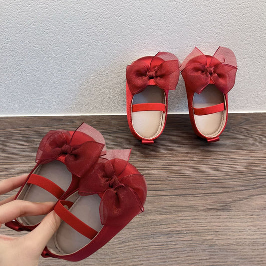 Princess Toddler Soft Bottom Pumps Bow Velcro Small Fabric Shoes
