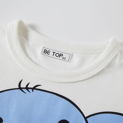Children's Half Sleeve Cartoon Elephant Pattern Boy Short Sleeve