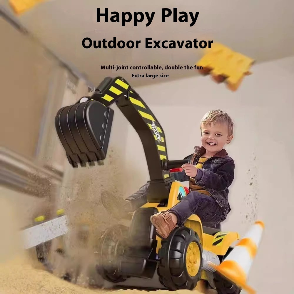 Oversized Portable Riding Hook Machine Electric Excavator Car Girl And Boy Children Excavator Toy Engineering Vehicle