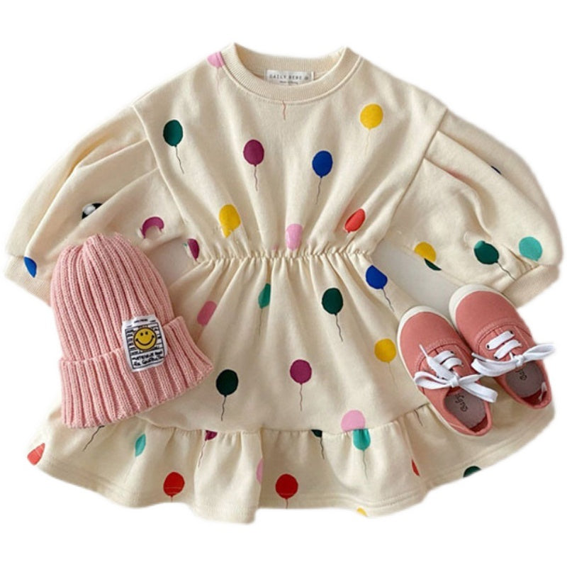 Love Balloon In Spring And Autumn Foreign Air Girl Dress