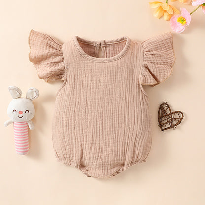Barboteuse bébé multi-couleur à manches volantées pour nourrissons et tout-petits
