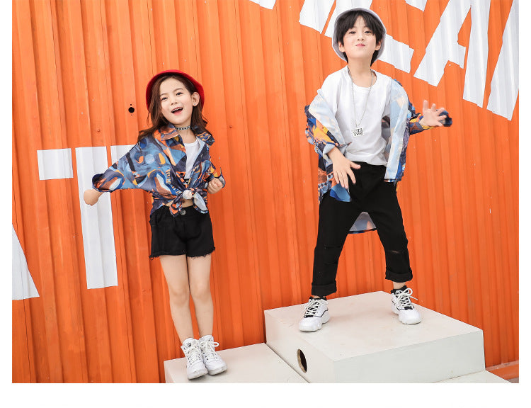 Camisa floral suelta para niños para ropa de baile