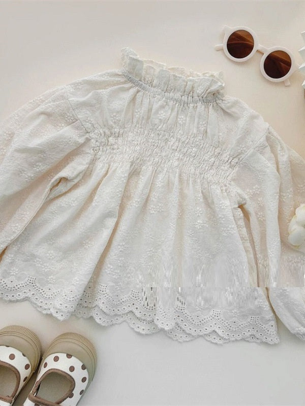 Girls' High-grade Lace Princess Long-sleeved Bottoming Shirt
