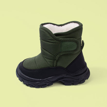 Bottes chaudes à semelles épaisses pour garçons, baskets montantes en coton isolées