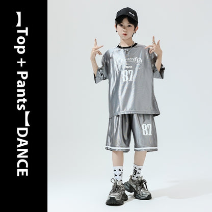 Hip Hop Children's Performance Hip Hop Glossy Loose Outfit