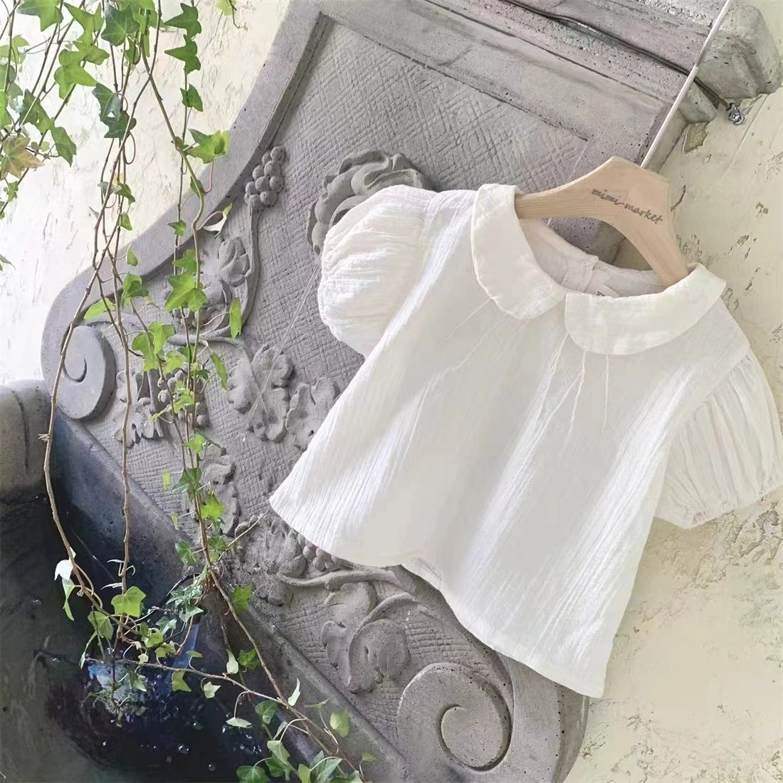 Baby Girl Cute Lapel Short-sleeved Blouse T-shirt