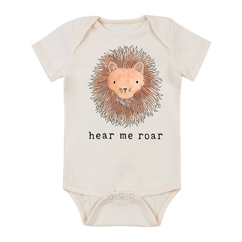 Cute Printed Short Sleeved Romper For Babies
