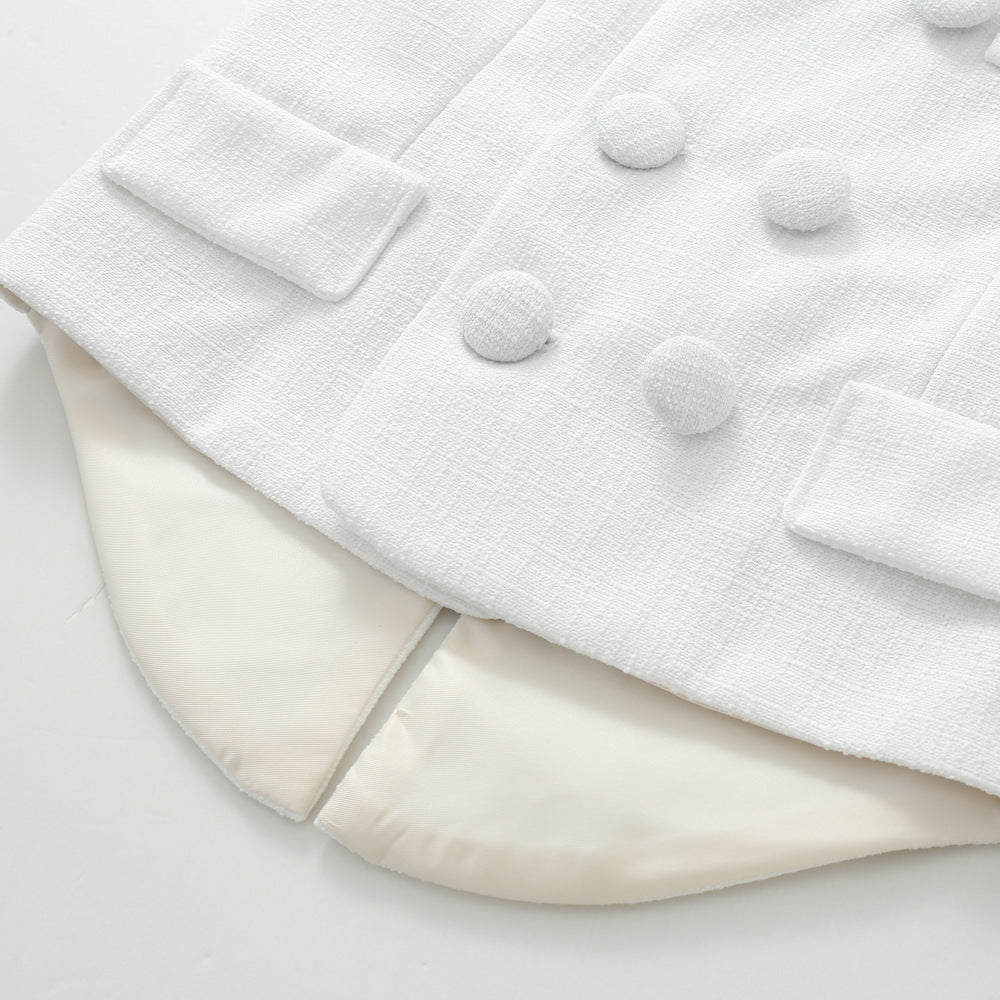 Casual White Children Vest Suit