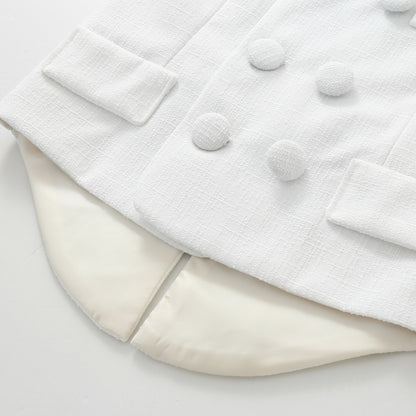 Casual White Children Vest Suit