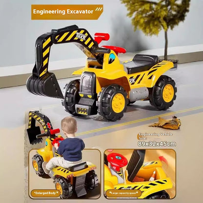 Oversized Portable Riding Hook Machine Electric Excavator Car Girl And Boy Children Excavator Toy Engineering Vehicle