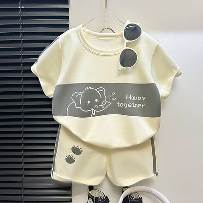 Children's Short Sleeve Striped Suit Girls Boys