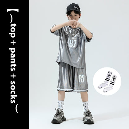 Hip Hop Children's Performance Hip Hop Glossy Loose Outfit